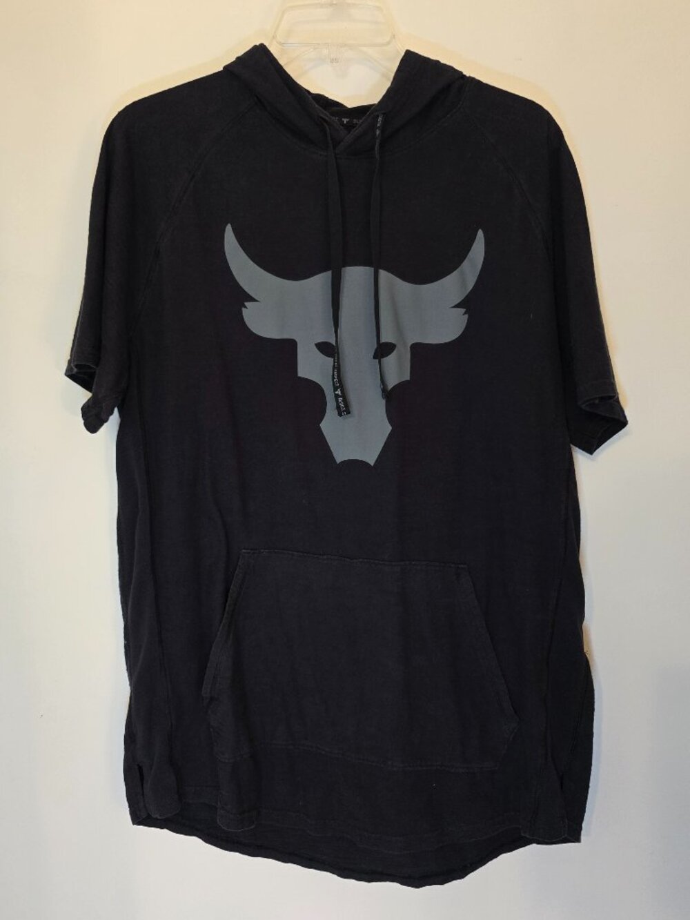 Under Armour Project Rock Charged Cotton Short Sleeve Hoodie Men's Medium Black